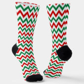 Christmas Green and Red Chevron Print Socks ソックス (傾斜あり)