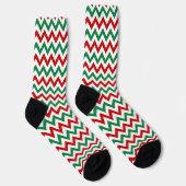 Christmas Green and Red Chevron Print Socks ソックス (右)