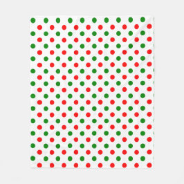 Christmas - Green and Red Polka Dots Pattern   フリースブランケット