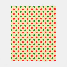 Christmas - Green and Red Polka Dots Pattern   フリースブランケット