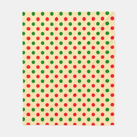 Christmas - Green and Red Polka Dots Pattern   フリースブランケット (正面)
