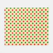 Christmas - Green and Red Polka Dots Pattern   フリースブランケット (正面(横))