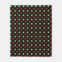 Christmas - Green and Red Polka Dots Pattern   フリースブランケット