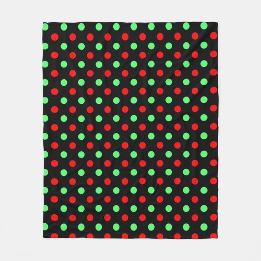 Christmas - Green and Red Polka Dots Pattern   フリースブランケット (正面)