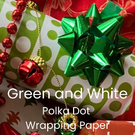 Christmas Green and White Polka Dots ラッピングペーパー