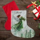 Christmas Green Angel Stocking - Personalized ラージクリスマスストッキング