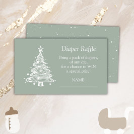 Christmas Green Baby Gender Neutral Diaper Raffle エンクロージャーカード