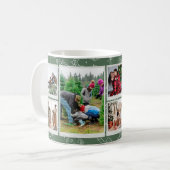 Christmas Green Doodles Multi Photo Family Gift コーヒーマグカップ (正面左)