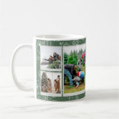 Christmas Green Doodles Multi Photo Family Gift コーヒーマグカップ (左)