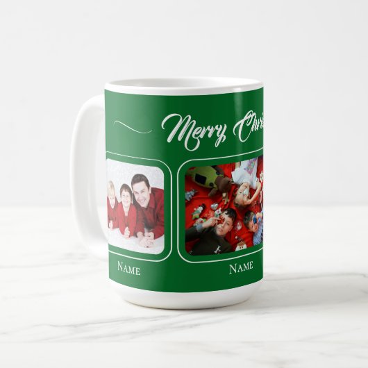 Christmas Green Family Mug コーヒーマグカップ (正面左)