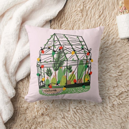 Christmas Green House Botanical Cactus Plants  クッション (ブランケット)