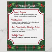 Christmas Green Plaid Restaurant Specials  チラシ (正面)