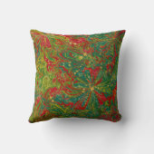 Christmas Green Red Gold abstract marbled  クッション (裏面)
