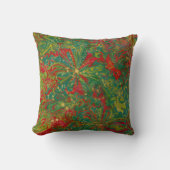 Christmas Green Red Gold abstract marbled  クッション (正面)