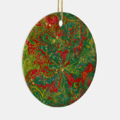 Christmas Green Red Gold abstract marbled  セラミックオーナメント (右)