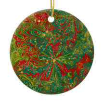 Christmas Green Red Gold abstract marbled