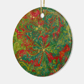 Christmas Green Red Gold abstract marbled  セラミックオーナメント (左)