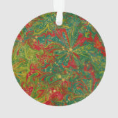 Christmas Green Red Gold abstract marbled acrylic  オーナメント (裏面)