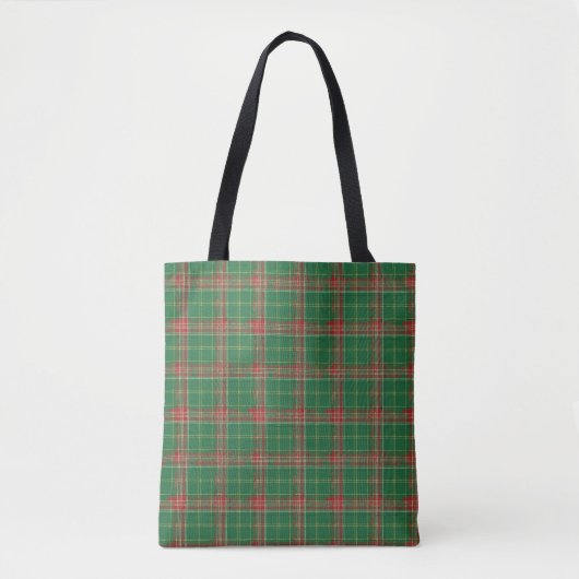 Christmas Green red Plaid トートバッグ (正面)