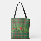 Christmas Green red Plaid With Wreath トートバッグ (裏面)