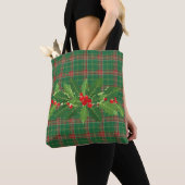 Christmas Green red Plaid With Wreath トートバッグ (クローズアップ)