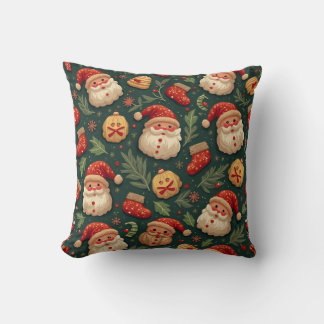 Christmas Green Santa Cookie Pillow Cushion クッション
