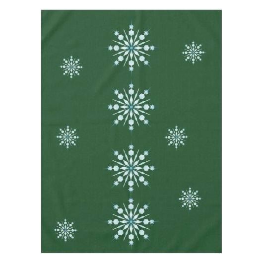 Christmas Green Tablecloth with Snowflake Pattern テーブルクロス (正面)
