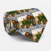 Christmas Green Tractor With Glowing Lights ネクタイ (ロール)