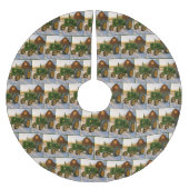 Christmas Green Tractor With Glowing Lights ブラッシュドポリエステルツリースカート (正面)