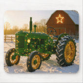 Christmas Green Tractor With Glowing Lights マウスパッド (正面)