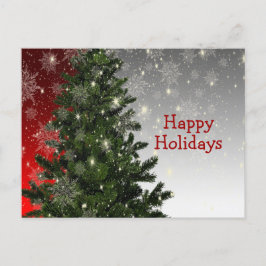 Christmas Green Tree Red Silver Greeting Holidays  ポストカード