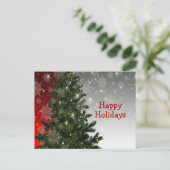 Christmas Green Tree Red Silver Greeting Holidays ポストカード (スタンド正面)