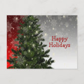 Christmas Green Tree Red Silver Greeting Holidays  ポストカード (正面)