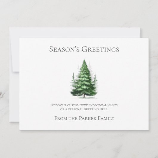Christmas Green Tree Typography Holiday Card シーズンカード (正面)