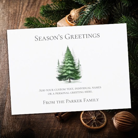 Christmas Green Tree Typography Holiday Card シーズンカード