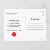 Christmas Green Wreath and Wood Season's Greetings ポストカード (裏面)