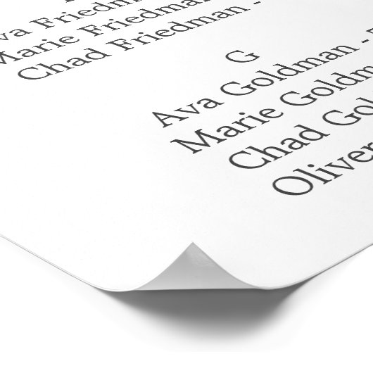 Christmas Greenery Alphabetical Seating Chart ポスター (角)