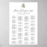 Christmas Greenery Alphabetical Seating Chart ポスター<br><div class="desc">This Christmas greenery alphabetical seating chart poster is perfect for a December wedding. This sign can be used to organize your guests alphabetically or by table number. The winter holiday design features soft sage green watercolor holly branch with sprigs of classic red holly berries. This wedding poster includes enough room...</div>