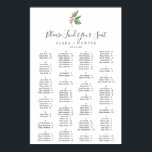 Christmas Greenery Alphabetical Seating Chart ポスター<br><div class="desc">This Christmas greenery alphabetical seating chart poster is perfect for a December wedding. This sign can be used to organize your guests alphabetically or by table number. The winter holiday design features soft sage green watercolor holly branch with sprigs of classic red holly berries. This wedding poster includes enough room...</div>