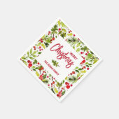 Christmas Greenery Berries Holiday スタンダードカクテルナプキン (角)