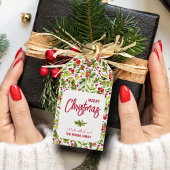 Christmas Greenery Berries Holiday Favor ギフトタグ