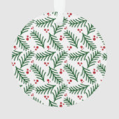 Christmas Greenery Berries NAME Modern Holiday オーナメント (裏面)