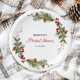 Christmas Greenery Bridal Shower  ペーパープレート