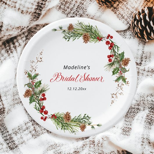 Christmas Greenery Bridal Shower ペーパープレート