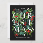 CHRISTMAS Greenery Business Thank You シーズンカード (正面)