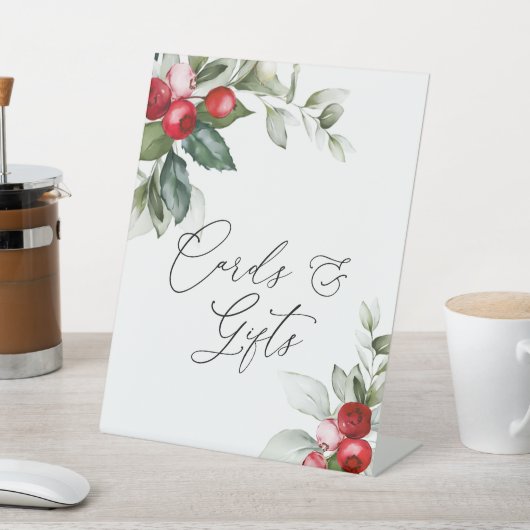 Christmas Greenery Cards & Gifts Table Tent Sign 台座サイン (インサイチュ)