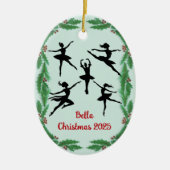 Christmas Greenery Dancer Ballet Photo Ornament セラミックオーナメント (正面)