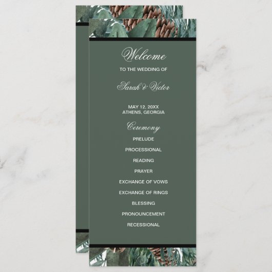 Christmas Greenery double side program card  プログラム (正面/裏面)