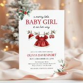 Christmas Greenery Merry Little Girl Baby Shower 招待状