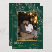 Christmas Greenery Pesonalized Photo Card シーズンカード (正面/裏面)